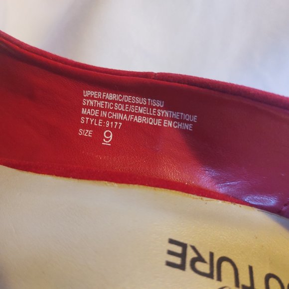 Red Studded Open Toe with Gold Colour Tip 5" Heel - Picture 10 of 11